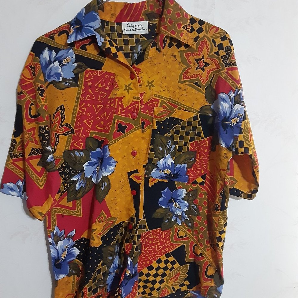 California Connection Women's Floral Button Down Shirt